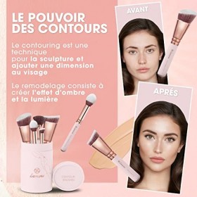 Set Pinceaux Maquillage Teint Contouring Poudre Rouge - Kit Sculptant Pour Visage - Parfait Pour le Mélange Liquide, Crème ou