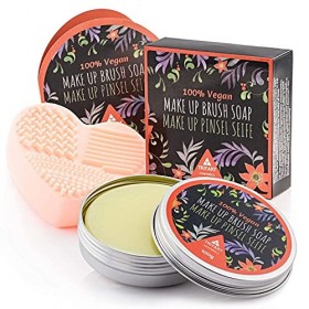 Tritart Savon Nettoyant Pinceaux Maquillages - Lave Pinceaux Maquillage Professionnel Vegan avec Brosse Coeur Silicone - Tapi