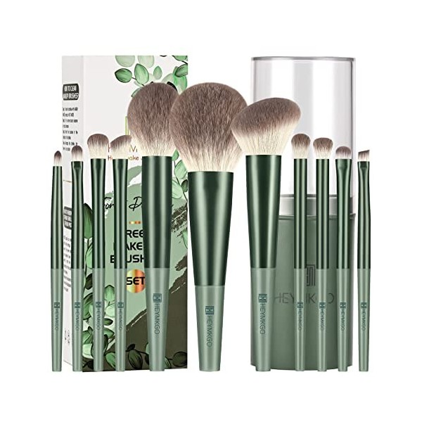 Pinceaux Maquillages HEYMKGO 11Pcs Set Pinceau Maquillage Synthétique de Gamme Pour Fond de Teint Mélange Poudre Pour Le Visa