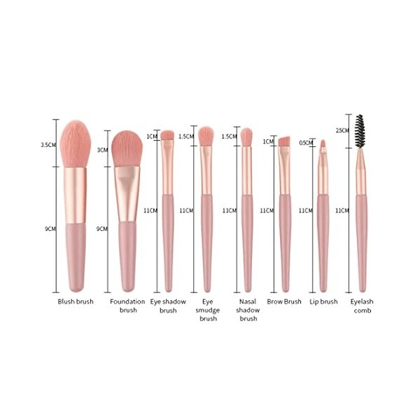 REQAG 8 PCS Pinceaux de Maquillage Ensemble de Pinceaux de Maquillage Professionnels Synthétique Pinceau Maquillage Pour Fond