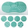 Lot de 2 tapis de nettoyage pour pinceaux de maquillage en silicone avec ventouse, outil de lavage portable pour pinceaux de 