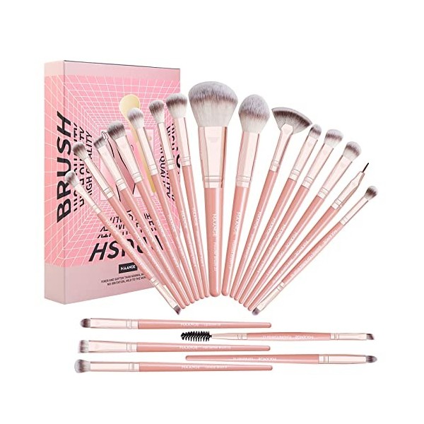 Pinceaux de maquillage 20 Pcs Pinceau de maquillage Set Pinceaux de maquillage Pinceau de fond de teint synthétique Premium E