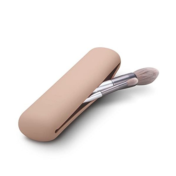 FERYES Trousse de voyage en silicone tendance et portable pour pinceaux de maquillage douce et élégante Kaki