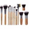 EmaxDesign Lot de pinceaux à maquillage professionnel - 12 pièces avec poignée en bambou synthétique premium. Pour les fonds 