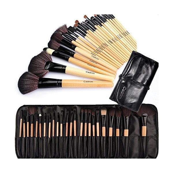 24 PCS Set Pinceaux Maquillage, Cadrim Kit de Pinceaux de Maquillage Fond de Teint Synthétique de Qualité supérieure Anti-cer