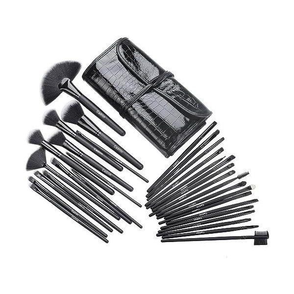 24 PCS Set Pinceaux Maquillage, Cadrim Kit de Pinceaux de Maquillage Fond de Teint Synthétique de Qualité supérieure Anti-cer