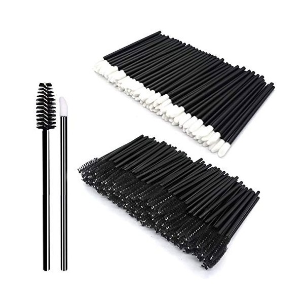 200 pièces trousses doutils de maquillage brosse à lèvres jetable bâton noir brosse à cils jetable ensembles de pinceaux de 