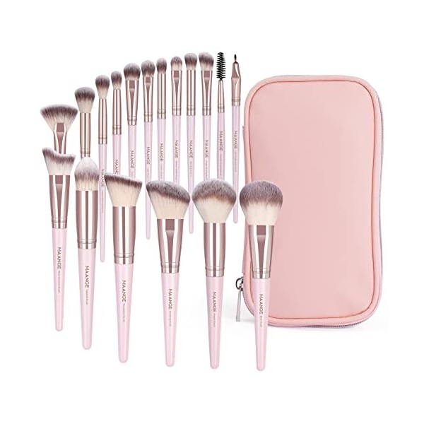 Pinceaux Maquillages 18 Pcs Set Pinceaux Maquillages Professionnel Kit Pinceau Maquillage Synthétiques Haut De Gamme pour fon