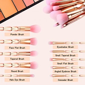 10 Pièces Pinceaux Maquillages, Start Makers Professionnel Lot de Pinceau Maquillage, Synthétique Premium Doré Kit Pinceaux d