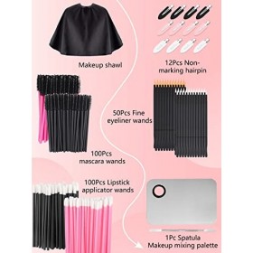 LIONVISON Applicateur de Maquillage Jetable, Palette de Mélange de Maquillage avec Spatule et 262 Pinceaux de Maquillage Jeta