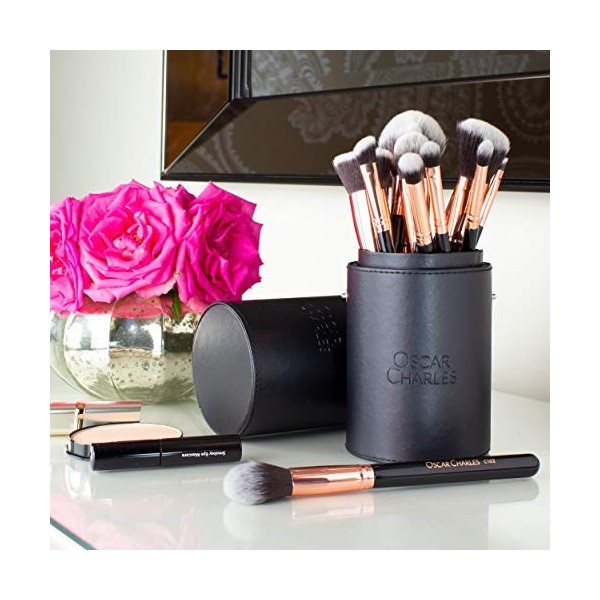 Oscar Charles Étui de rangement pour pinceaux de maquillage en cuir synthétique. étui de rangement idéal pour voyager.