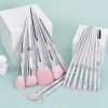 Bueart Design Lot de 11 pinceaux de maquillage professionnels en strass argentés avec support pour pinceaux de maquillage en 