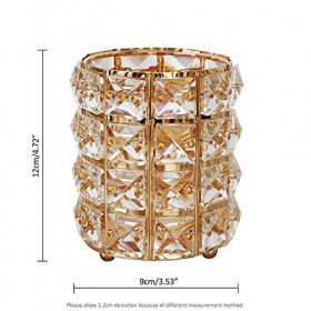 Vincidern Porte-pinceaux de maquillage en cristal Doré