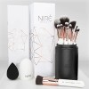 Niré Beauty Kit Artiste 15pcs : Kit De Pinceaux De Maquillage Professionnel Et Leur Étuis De Rangement. Inclus : éponge de ma