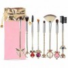 Coshine 8pcs Sailor Moon or pinceau de maquillage avec pochette, Magical Girl maquillage cosmétique pinceaux avec pochette ro