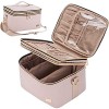 NISHEL Trousse de maquillage de voyage double couche avec sangle, grande trousse de maquillage pour bouteilles verticalement,