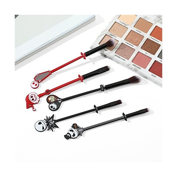 Lot de 5 pinceaux de maquillage Halloween cauchemar, cadeau de Noël mignon pour femmes et filles