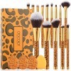 Docolor Pinceaux Maquillages Léopard Professionnel Set Pinceaux Maquillage 14 Pièces avec 4 Pièces Bouffées de Maquillage au 