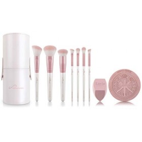 Set de pinceaux de maquillage Luvia, Prime Vegan Pro - Candy, 7 pinceaux de maquillage avec rangement pour pinceaux, éponge B