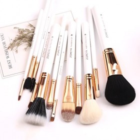 Zoreya Travel Makeup Brush Set White 12pcs Makeup Brushes Premium Synthetic Hair Professional Foundation Powder Contour Blush