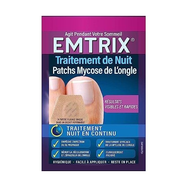 Emtrix - Patchs Mycose de lOngle - Soin de Nuit pour le Traitement des Infections Fongiques - Stoppe lInfection - Réduit la