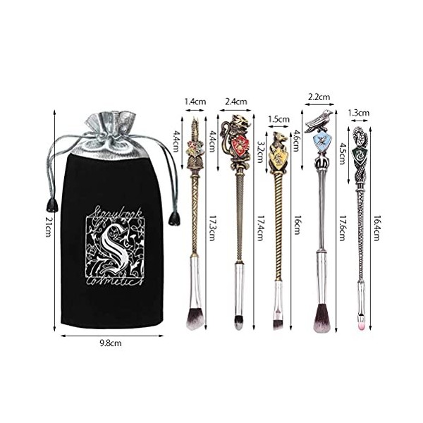 Kit de pinceaux de maquillage Harry Potter avec sac, ensemble de pinceaux de maquillage Wizard Wand pour fond de teint Eyelin