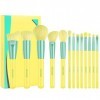 Docolor Pinceaux Maquillages 13 Pièces Lemon Set Pinceaux Maquillage Premium Synthétique Fond de Teint Liquide Fard à Paupièr