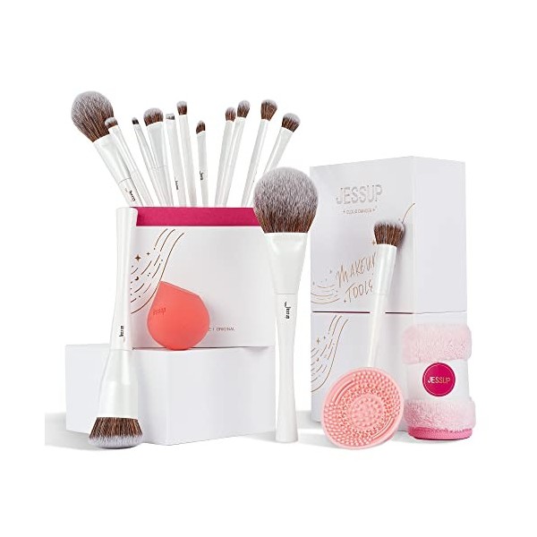 Jessup Pinceaux Maquillage 14pcs Set Pinceaux Maquillages Fond de Teint Poudre,Correcteur,Fard à Joues,Ombre à Paupières,Épon