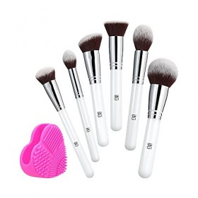 T4B Ilu Bake You Happy 7 Pcs Set Pinceaux Maquillage avec 1 Nettoyeur Rose pour Pinceaux, Poils en Taklon Durables de Haute Q