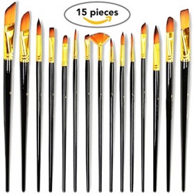 WLOT 15 Pinceaux de Peinture dart pour Aquarelles, Peinture Acrylique, à lhuile, et pour Le Visage - avec Etui de Transport
