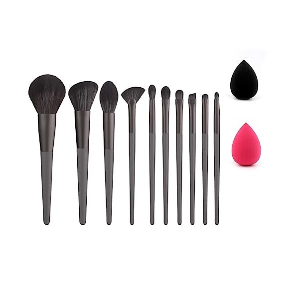 Pinceau de maquillage avec support en bois en fibre synthétique souple pour blush, fond de teint, liquide de fond de teint, l