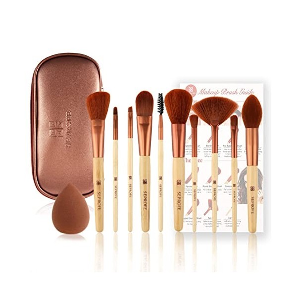 SEPROFE Pinceaux Maquillages,10PCS Pinceau Maquillage Pour Fond de Teint Blush Lanti-cernes Fard à Paupières Poudre Libre, A
