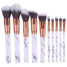 Samfox Makeup Brush, Foundation Eyebrow Eye Shadow Brush Concealer Blending Powder Makeup Brush Set 10pcs 