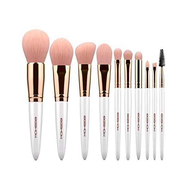 Ensemble de pinceaux de maquillage, EIGSHOW Pinceaux de maquillage 10pcs Professionnel Synthetic Vegan Bristles Foundation Bl