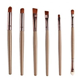 WOZOW Maquillage Cosmétique 6PCS Brosse à Lèvres Pinceau de Maquillage Pinceau Fard à paupières Or 