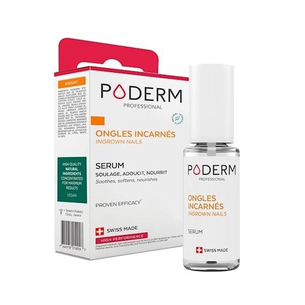 PODERM - ONGLES INCARNÉS TRAITEMENT EMOLLIENT 2en1 | Soulage la douleur, prévient l’infection | Lubrifie l’ongle et ramollit 