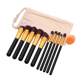GAGALU Brosse de maquillage 10pcs Kit de pinceau de maquillage noir de haute qualité Kit de maquillage professionnel. xiaolu