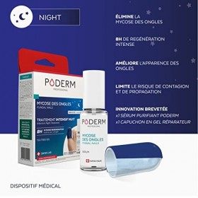 PODERM – MYCOSE ONGLE TRAITEMENT INTENSIF NUIT 2en1 – Élimine la mycose & renouvelle l’ongle pendant votre sommeil |VEGAN | S