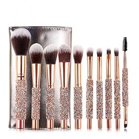 GAGALU 10pcs Diamant High-Grade Poignée De Pinaque Brosse Maquillage Brosse Ensemble Professionnel avec sacs de maquillage Ca