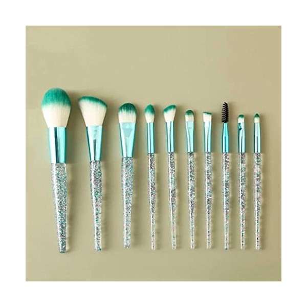 CXDTBH 10pcs maquillage brosse set coloré scintillant brillant cristal brisant le visage cosmétique beauté maquillage outil 