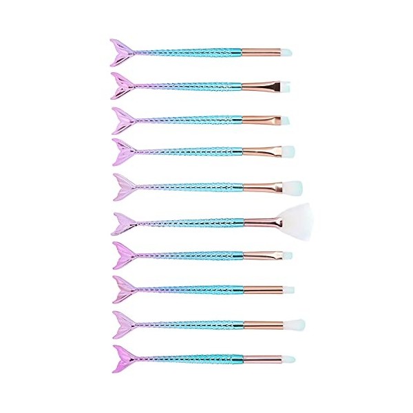 10pcs Pinceaux de Maquillage Cosmétiques Mélange de Pinceaux à Poils Doux Kit pour Fard à Paupières Fard à Joues Pinceau de B