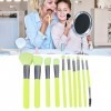 Ensemble de Pinceaux de Maquillage en Poudre, 10pcs Manche en Bois Synthétique Fond de Teint Multifonctionnel Vert Fluorescen