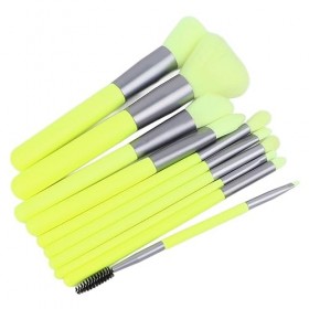 Pinceaux de Maquillage pour le Visage, Ensemble de Pinceaux de Maquillage pour Fard à Joues Manche en Bois Synthétique 10pcs 