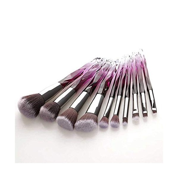 KJHD 10pcs cristal diamant maquillage pinceau Set Fondation Highlighter Blush Blush Browfy Brosse Maquillage Professionnel Ki