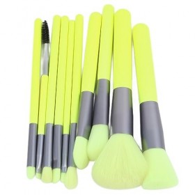 Ensemble de Pinceaux de Maquillage en Poudre Pinceaux de Maquillage Multifonctionnels pour le Visage Vert Fluorescent 10pcs M