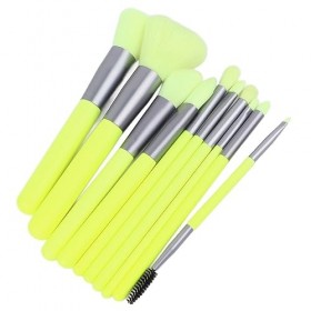 Pinceaux de Maquillage pour le Visage, 10pcs Pinceaux de Maquillage en Poudre Verte Fluorescente Fond de Teint Multifonctionn
