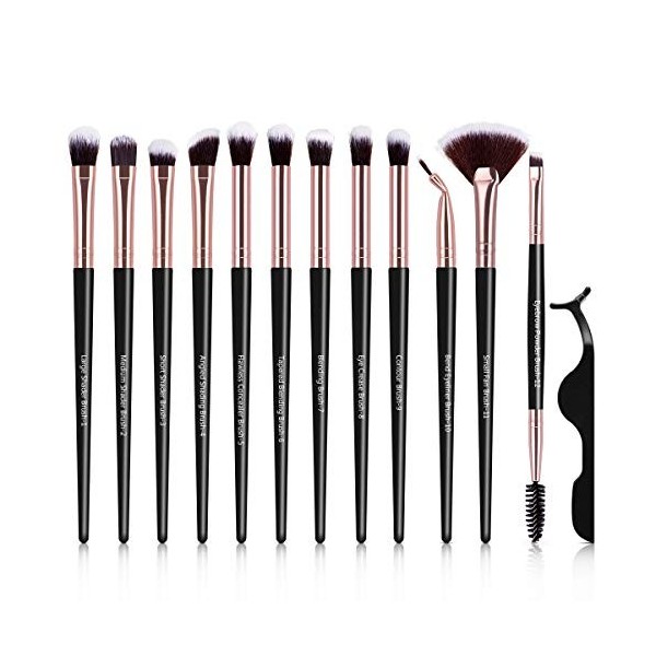 Pinceaux Maquillage pour Yeux, 13 pièces Cosmétique Pinceaux Kit pour Ombre à Paupières Eyeliner Yeux Visage Poudre Pinceaux 