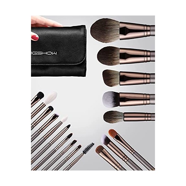 EIGSHOW Pinceaux de Maquillage 18pcs Ensemble de Voyage de Pinceau de Maquillage Professionnel