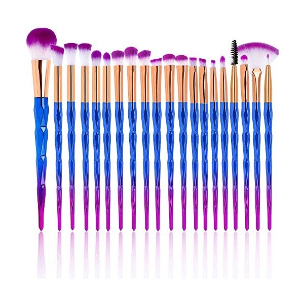 Pinceaux De Maquillage Professionnels, 20 Pcs Complet Soyeux Fibres Synthétiques Souples Maquillage Brush Set Pour Fond De Te