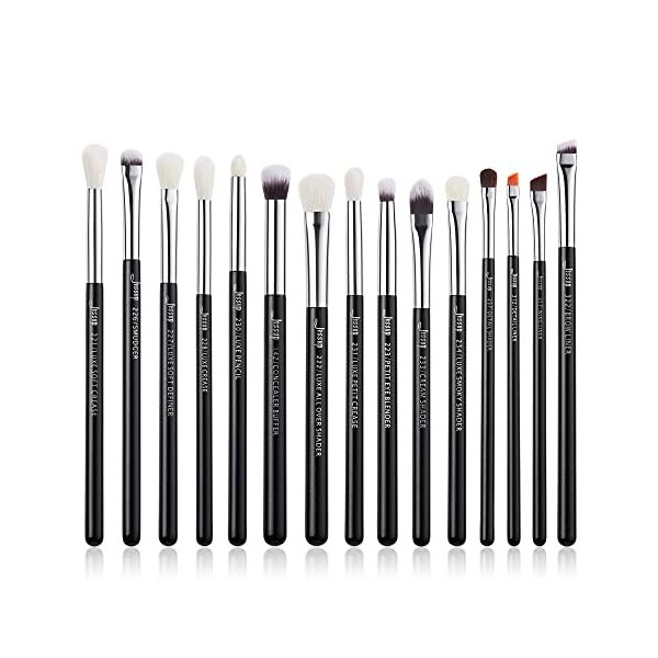 Set pinceaux maquillage yeux Jessup 15 pièces pinceau fard à paupières Mélange Eyeliner Sourcils Cheveux synthétiques naturel